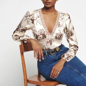 Reformation Caitlin Silk Top